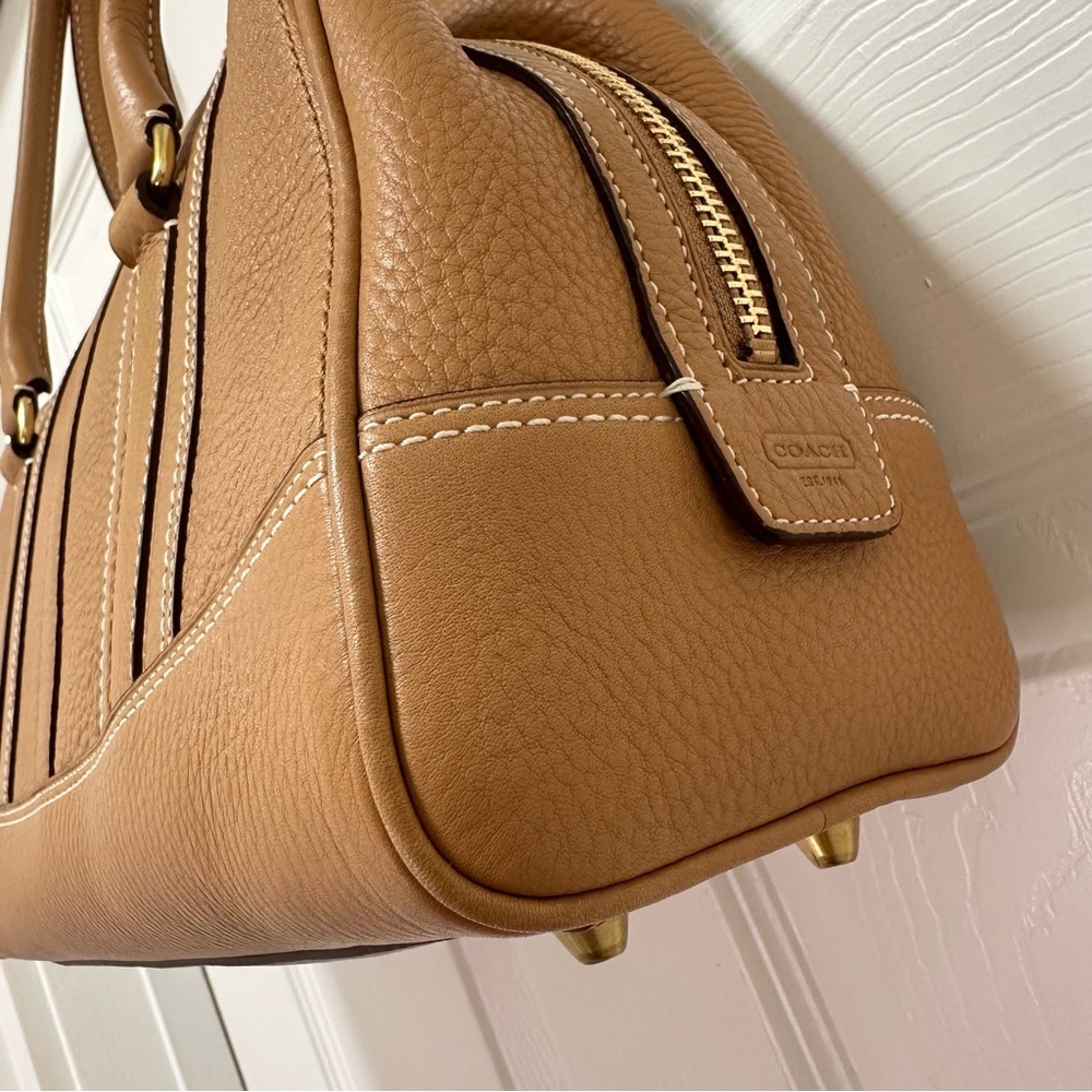 NEW Vintage Coach Hamilton Medium Satchel in Pebbled Caramel Leather - Picture 3 of 14